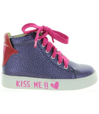 High top boots for girls with purple leather 