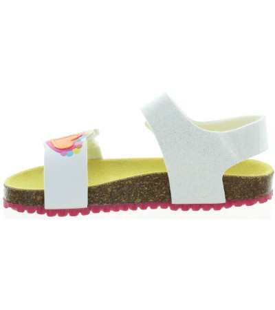 Sandals in white sparkly leather for girls 