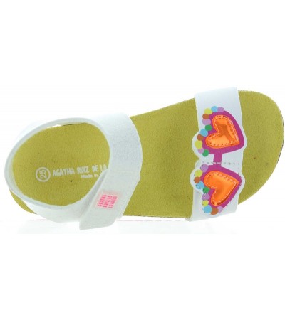 Sandals in white sparkly leather for girls 