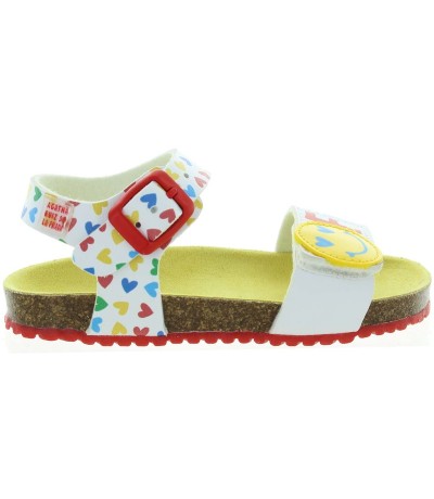 White colorful leather sandals for girls from Spain
