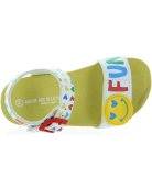 White colorful leather sandals for girls from Spain