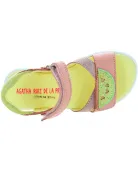 Open back girls sandals with arch in orange leather 