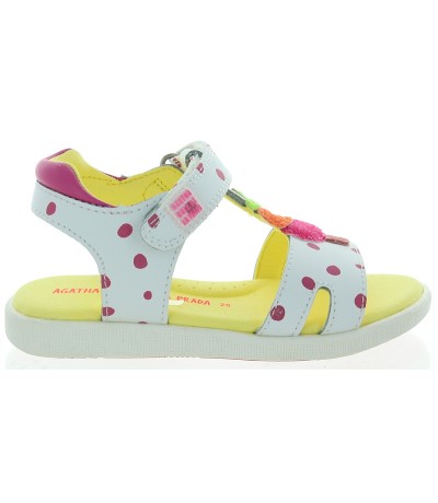 Natural casual white polka dot girls sandals