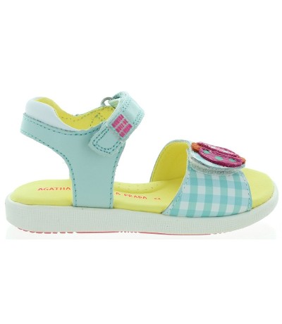 Blue leather sandals for girls from Spain