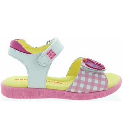 Pink leather high arch sandals for kids 