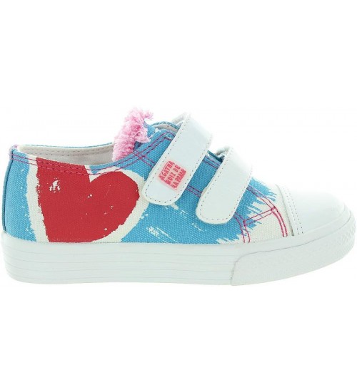 Canvas sneakers for girl in blue and white 