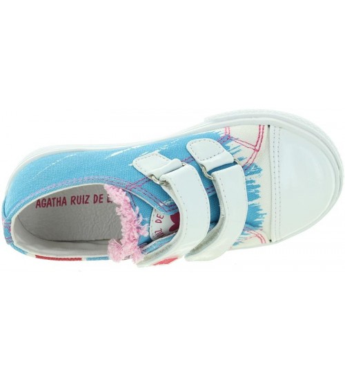 Canvas sneakers for girl in blue and white 