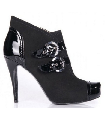 Black short boots with high heel