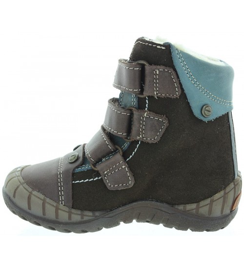 Winter boots for boys in brown leather 