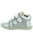 Silver sneakers for kids that are ankle high 