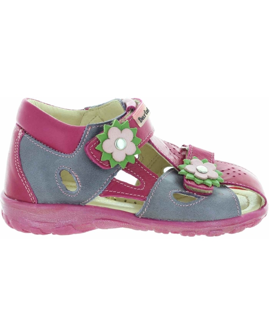 Sandals for girls with flat feet in pink leather with ankle support 