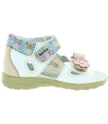 Wide width closed heel girls white sandals