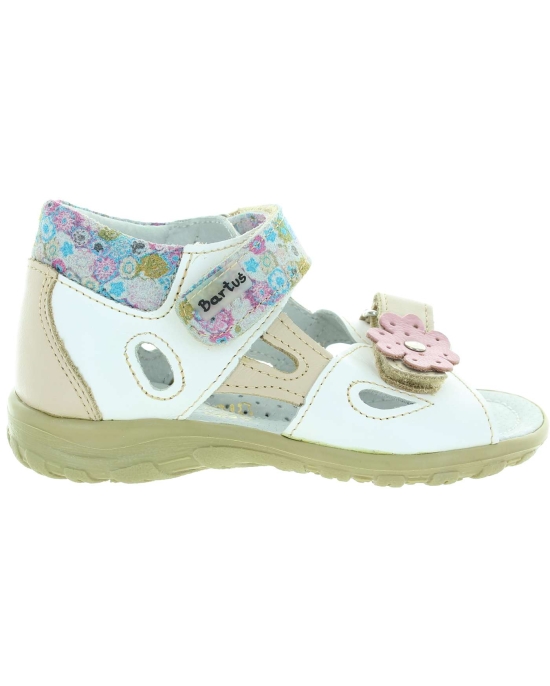 Wide width closed heel girls white sandals