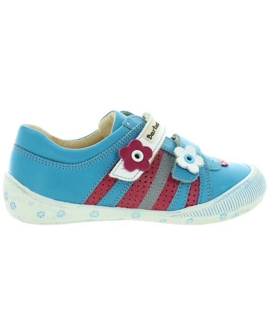 Blue leather sneakers for everyday for girls