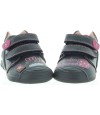 Navy leather toddler sneakers for flat feet 