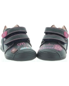 Navy leather toddler sneakers for flat feet 