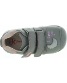 Sort gray leather shoes for a baby girl with support 