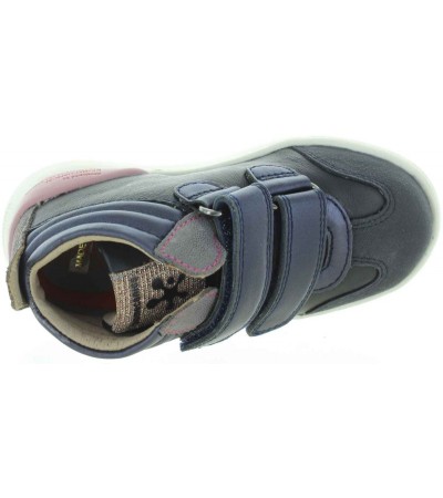 Navy leather ankle support high tops