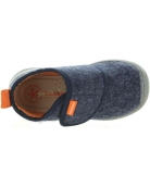 Boys blue boiled wool navy bedroom slippers