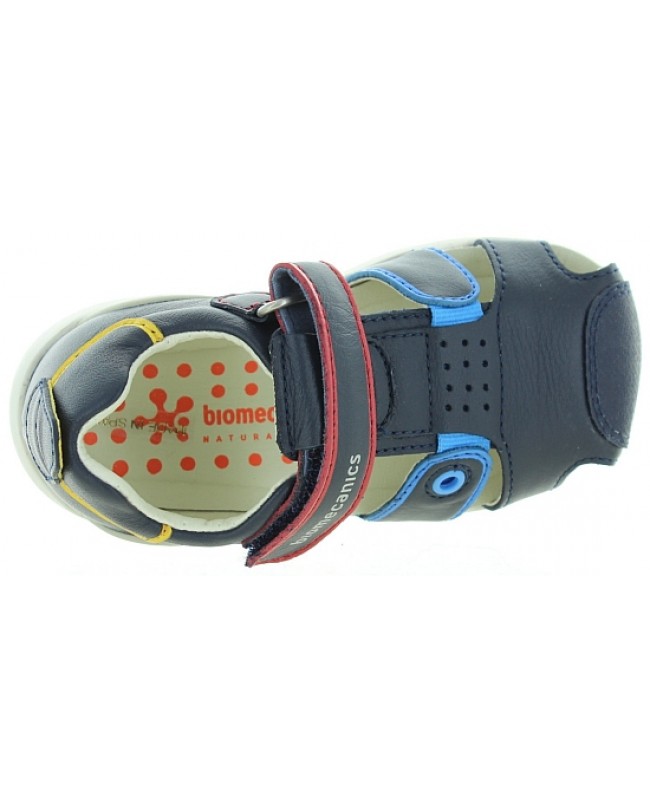 Blue boys closed toe sandals with flexible soles