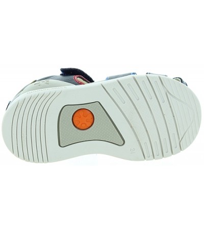 Blue boys closed toe sandals with flexible soles