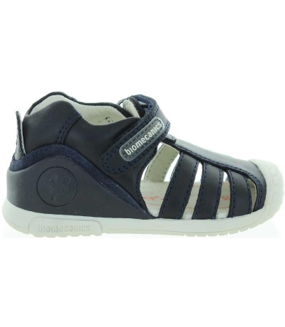 Dress sandals for boys in navy leather 
