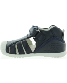 Dress sandals for boys in navy leather 