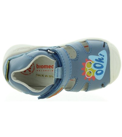 Baby boys sandals with support in blue leather 