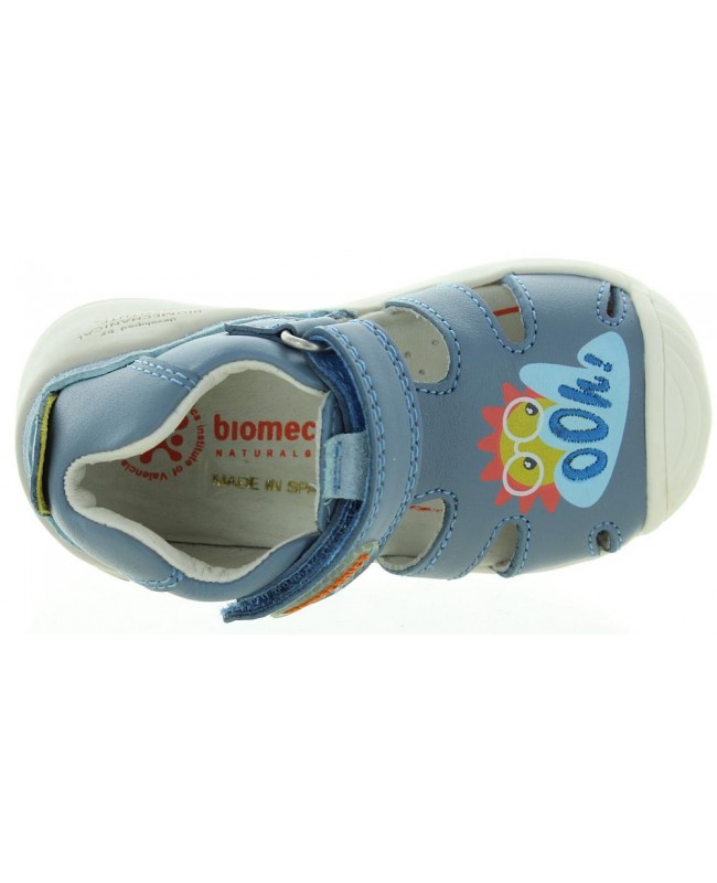 Baby boys sandals with support in blue leather 