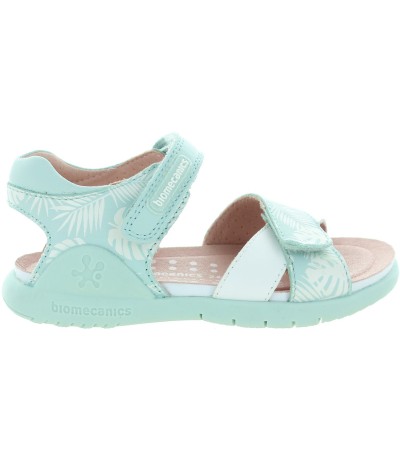 Designer mint color leather Spanish sandals for girls 
