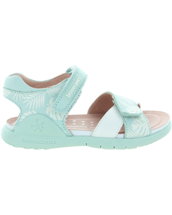 Designer mint color leather Spanish sandals for girls 