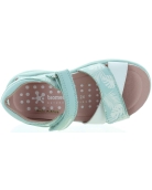 Designer mint color leather Spanish sandals for girls 