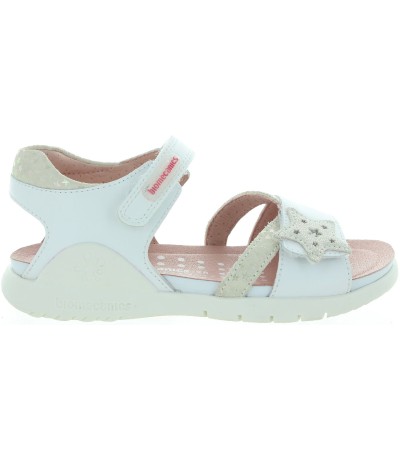 Leather sandals for girl in white leather 
