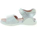 Silver leather polka dot girls sandals with arches 