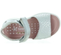 Silver leather polka dot girls sandals with arches 