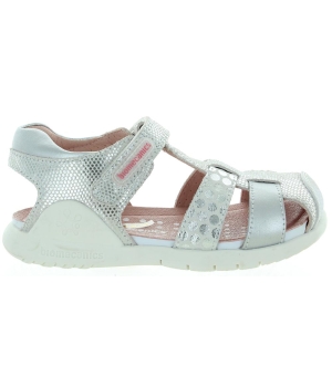 Silver leather closed toe sandals for girls