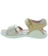 Beige leather sandals with polka dot trim 