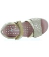 Beige leather sandals with polka dot trim 