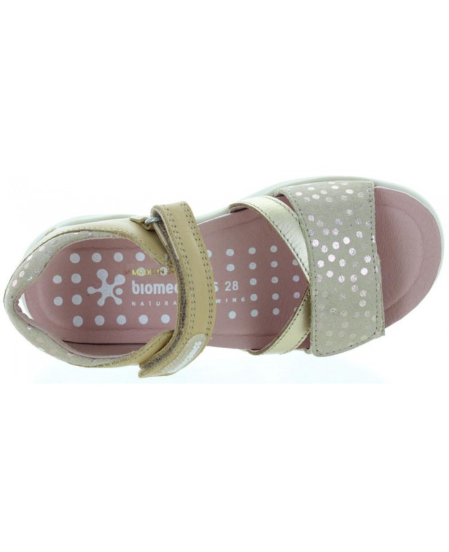 Sandals for girls with arch in beige leather 
