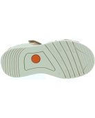 Beige leather sandals with polka dot trim 