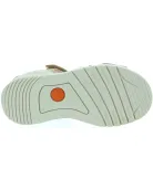 Beige leather sandals with polka dot trim 