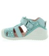 Mint leather sandals for girls from Spain