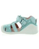 Mint leather sandals for girls from Spain