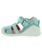 Mint leather sandals for girls from Spain