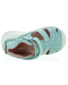 Mint leather sandals for girls from Spain
