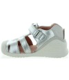 Orthopedic baby silver leather sadnals with ankle support 