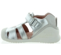 Orthopedic baby silver leather sadnals with ankle support 