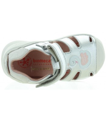 Ankle support baby silver leather sandals  