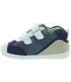 Blue leather sneakers for a baby boy with ankle support 