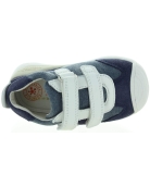 Blue leather sneakers for a baby boy with ankle support 
